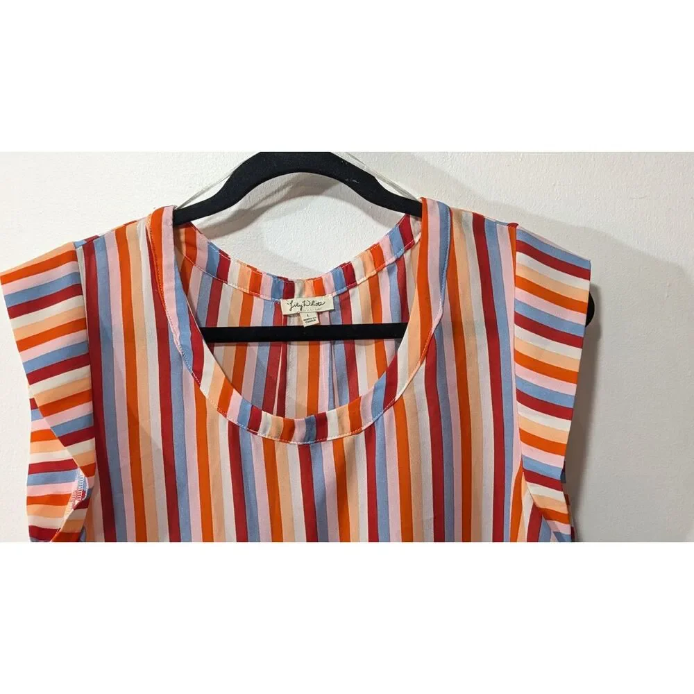 Striped Semi-Sheer Blouse - Lily White sz. Large